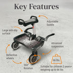 Lascal BuggyBoard Maxi+ - Black with Gray Saddle Seat (11041)