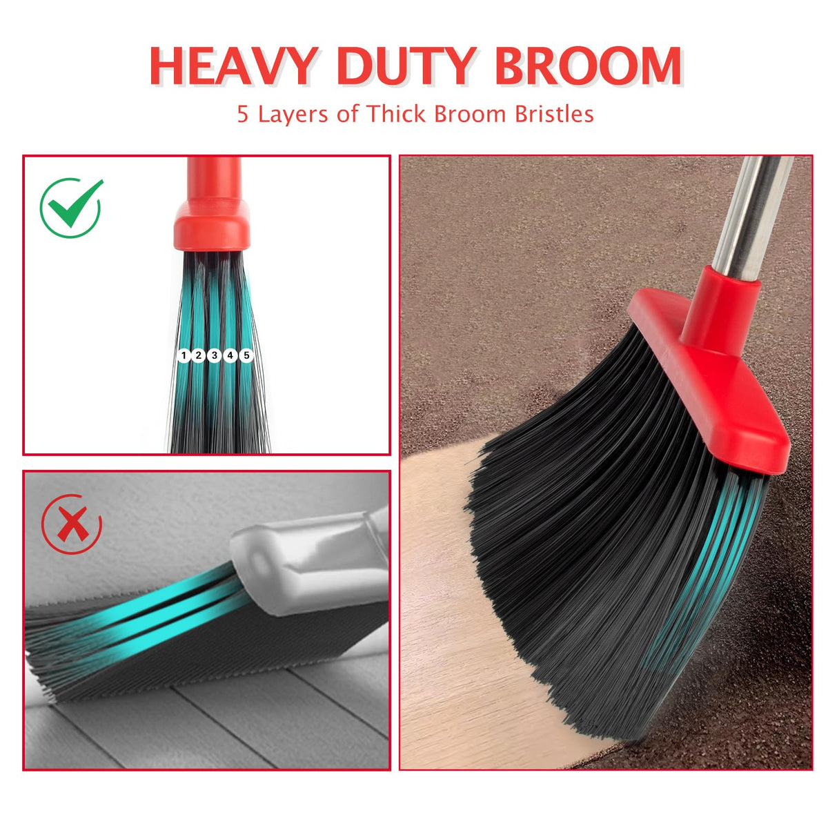 XXFLOWER Broom and Dustpan - Black Red view 2
