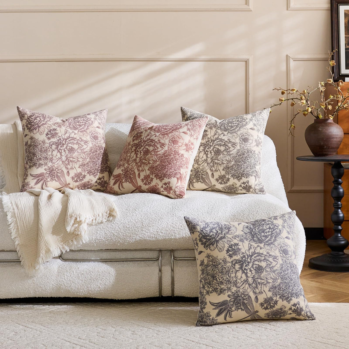 yeshttdy Floral Block Print Throw Pillow Covers, Set of 2 - view 5
