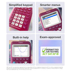 TI-84 Evo Graphing Calculator Texas Instruments, Raspberry (84EVO/FC/1L1/A8)