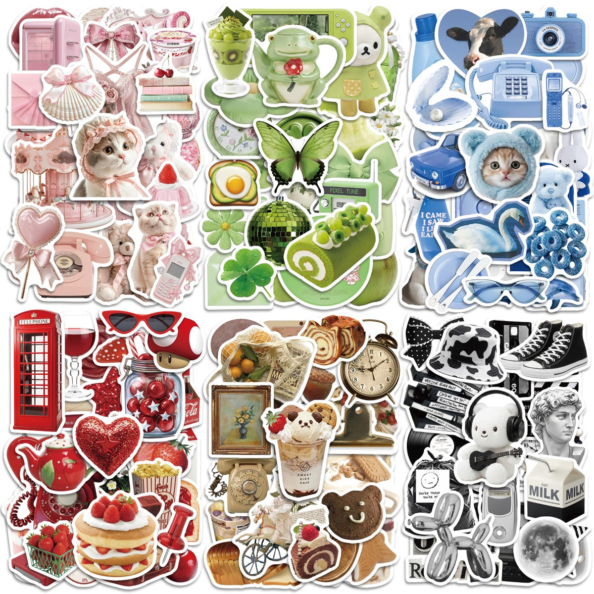 300Pcs Vintage Aesthetic Stickers for Journaling, Waterproof Vinyl Cute Sticker Pack for