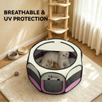 Siedihit Sieidihit Dog Cat Pet Playpen Puppy Crate Cage Indoor Outdoor, – Small Pink (SDUS1P1CWAG30S)