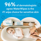 WaterWipes Sensitive+ Newborn & Baby Wipes, 3-In-1 Cleans, Cares, Protects, 99.9% Water, Unscented & Hypoallergenic (Pack of 5)