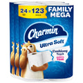 Charmin Ultra Soft Cushiony Touch Toilet Paper, 24 Family Mega = 123 Regular Rolls, – White (Pack of 24)