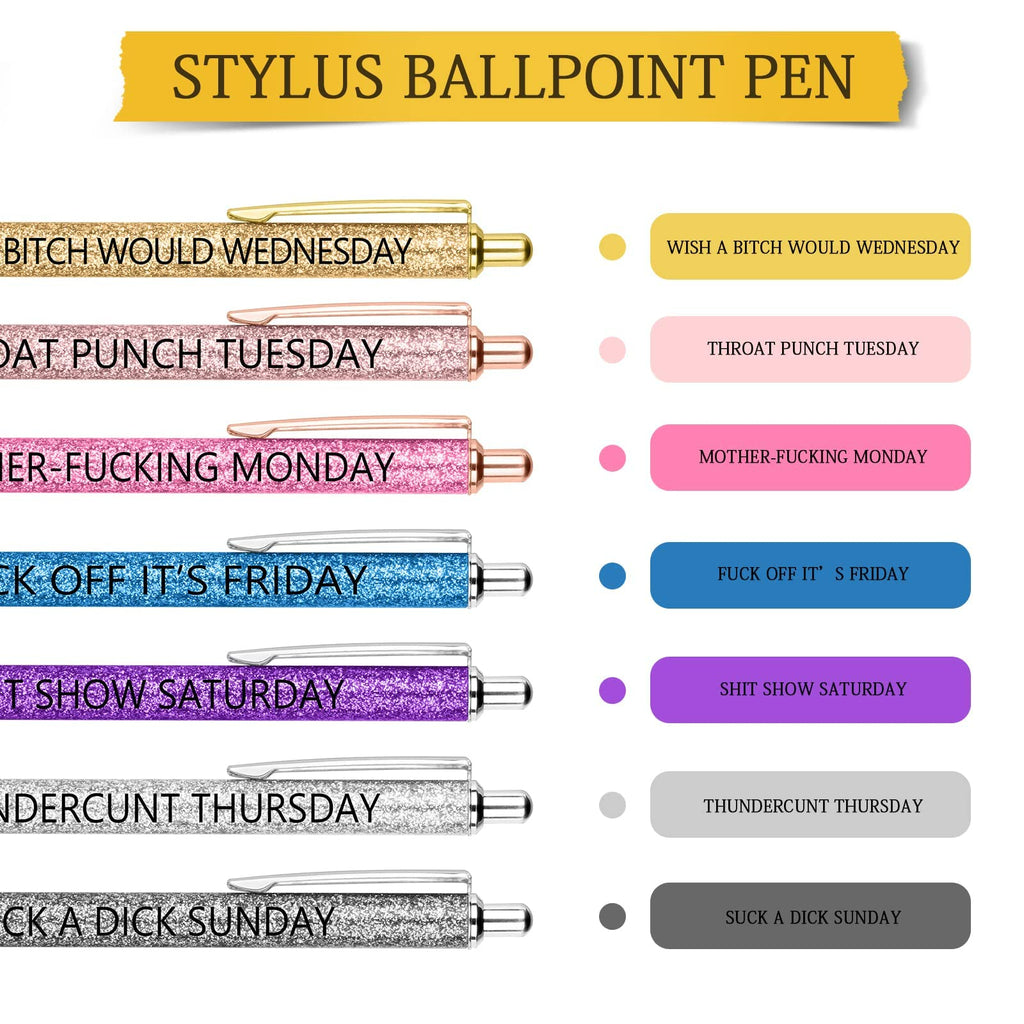 AUAUY Cartoon Ballpoint Pens - 7 Days of Week view 2