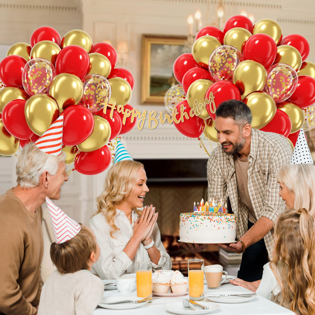 60pcs 12inch Confetti Balloons - Red Gold view 4
