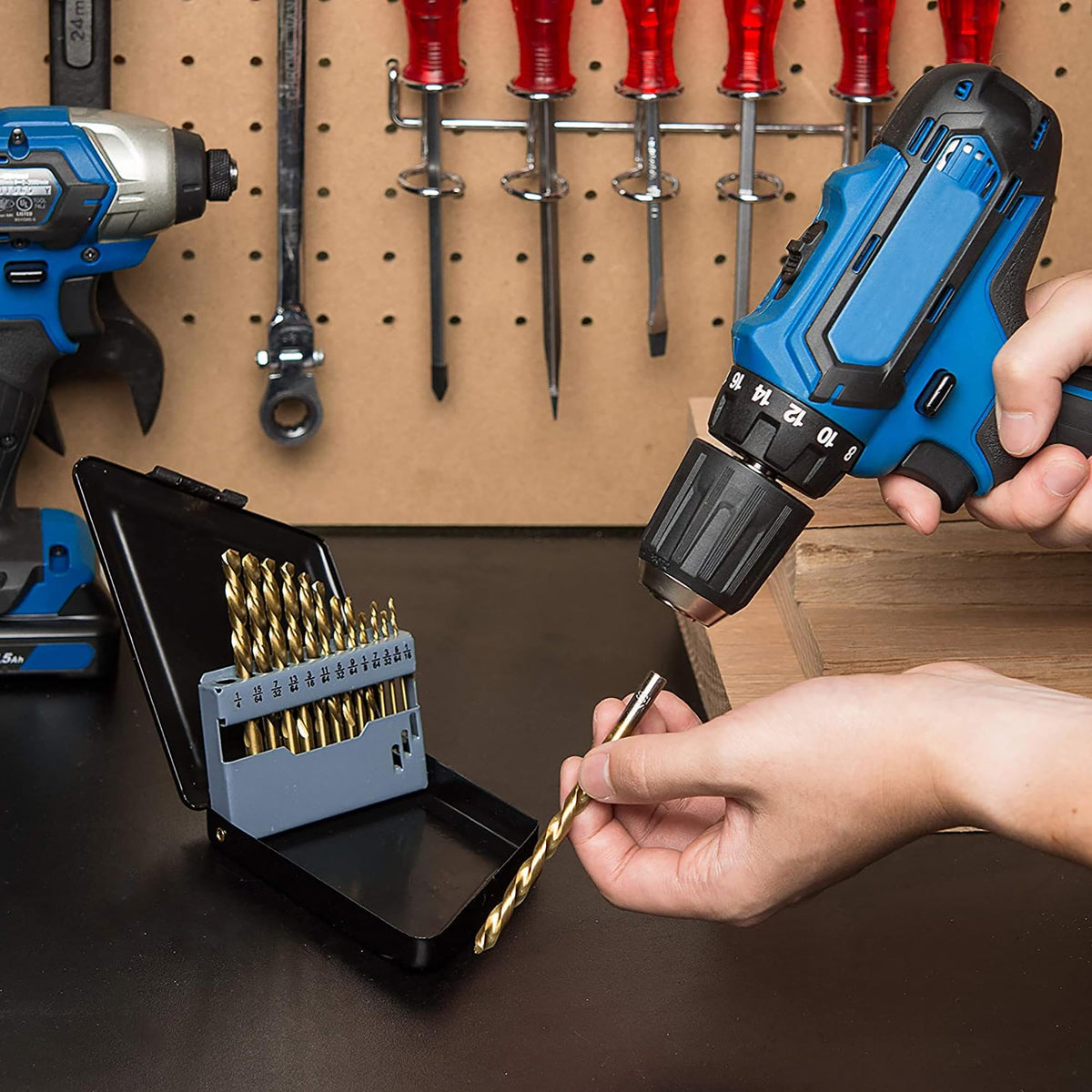 NEIKO 10038A Left-Hand Drill-Bit Set, High-Speed Steel Drills with Titanium Nitride (additional view 5)