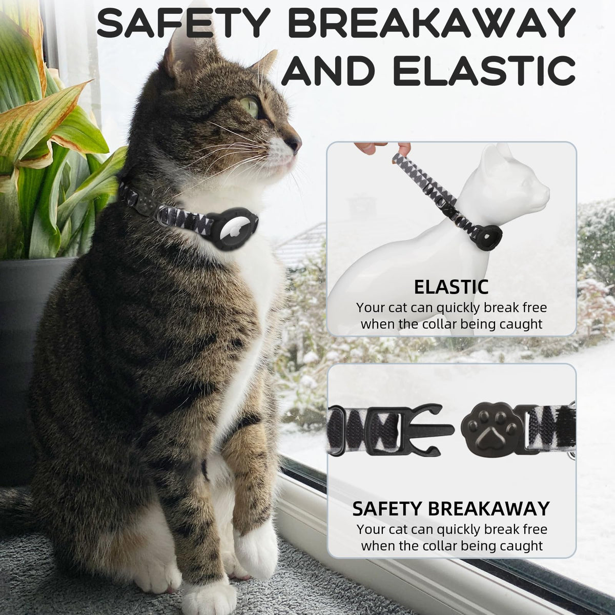 AirTag Cat Collars, Stretchy Collar
