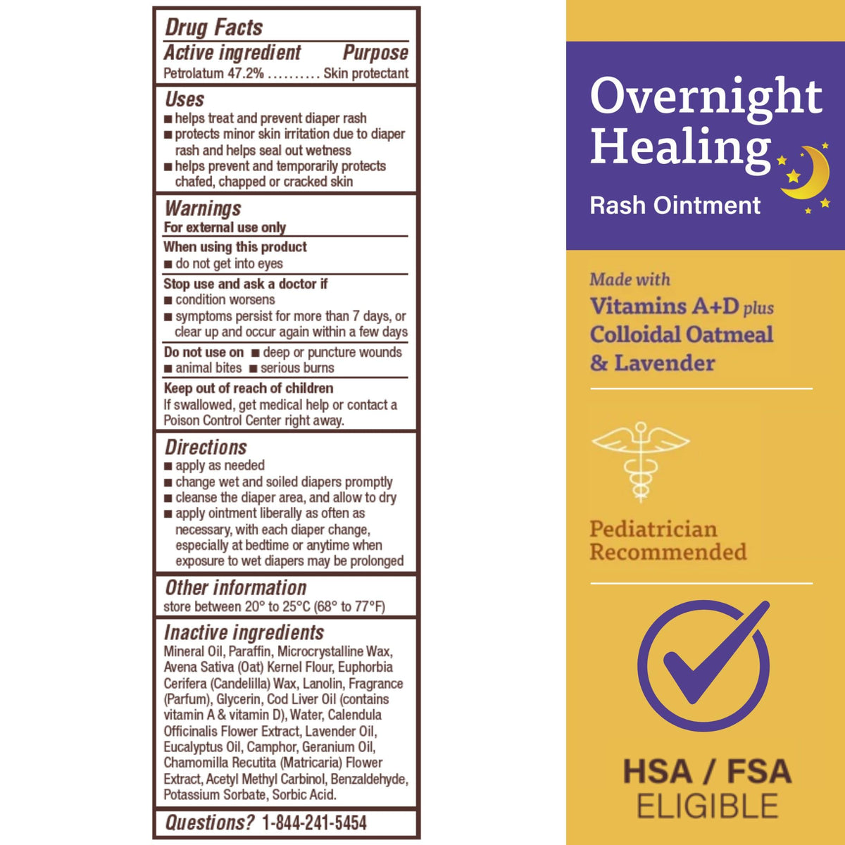 A+D Overnight Healing Diaper Rash Ointment, with Vitamins, Lavender, – 3.6 Oz