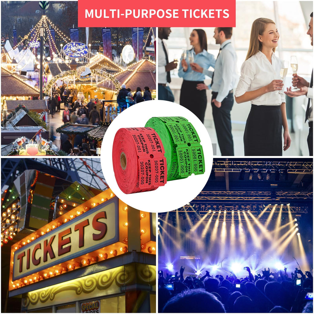 LLIKED 2"x2" Double Roll Raffle Tickets - 2000-red and Green view 4