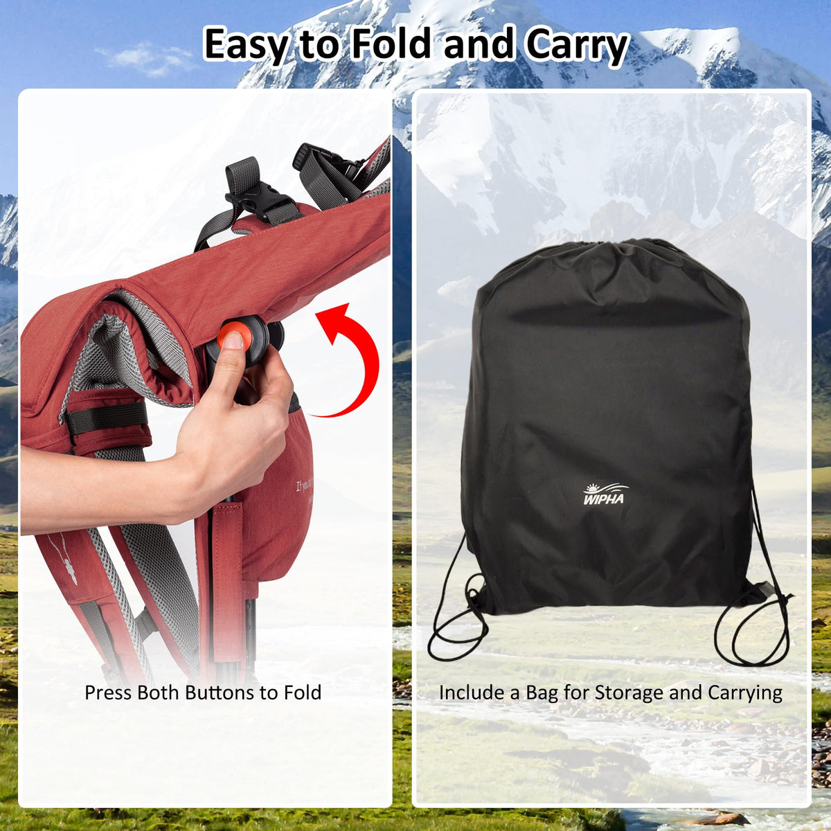 WIPHA Toddler Hiking Backpack Carrier - Red view 4
