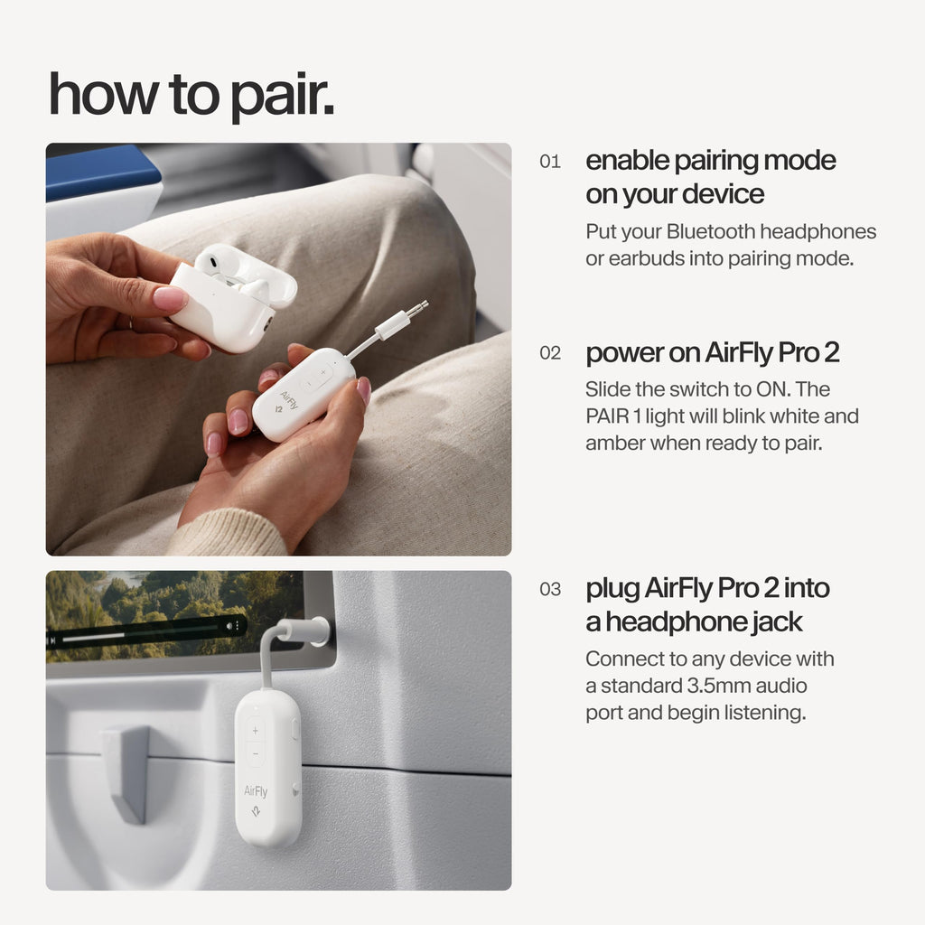 Twelve South AirFly Pro 2, Bluetooth Adapter, Pair 2 AirPods - White view 5