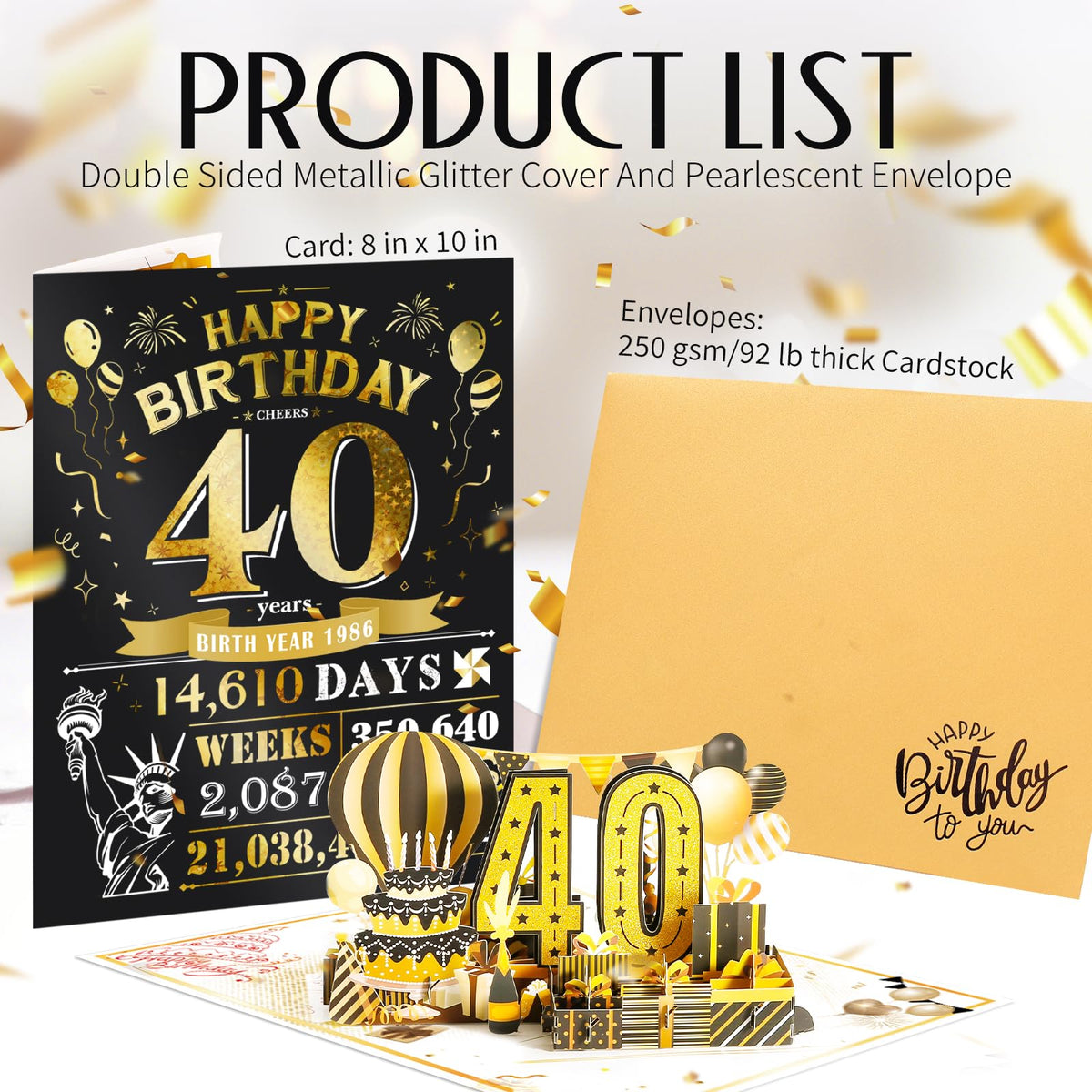 Birthday Card Gifts for Men Women, Large 3D Pop-up