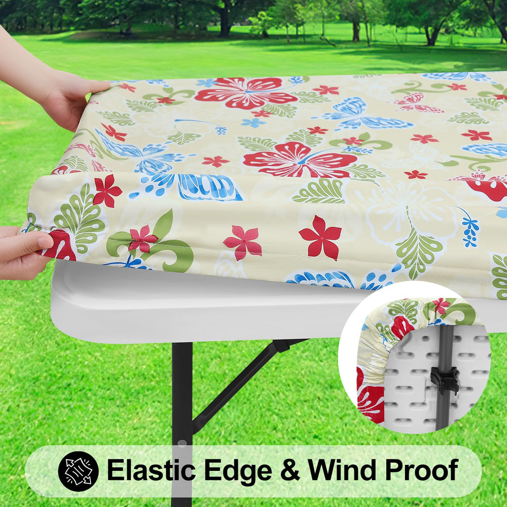 Smiry Rectangle Table Cloth, Waterproof Plastic Table Cover - Light Yellow / 48" x 24" (Rectangular) view 1