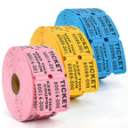 LLIKED 2"x2" Double Roll Raffle Tickets - 3000 ( Blue,yellow,pink )