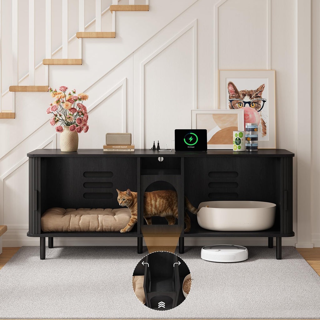 ONBRILL 65 Inches Cat Litter Box Enclosure for 2 Cats