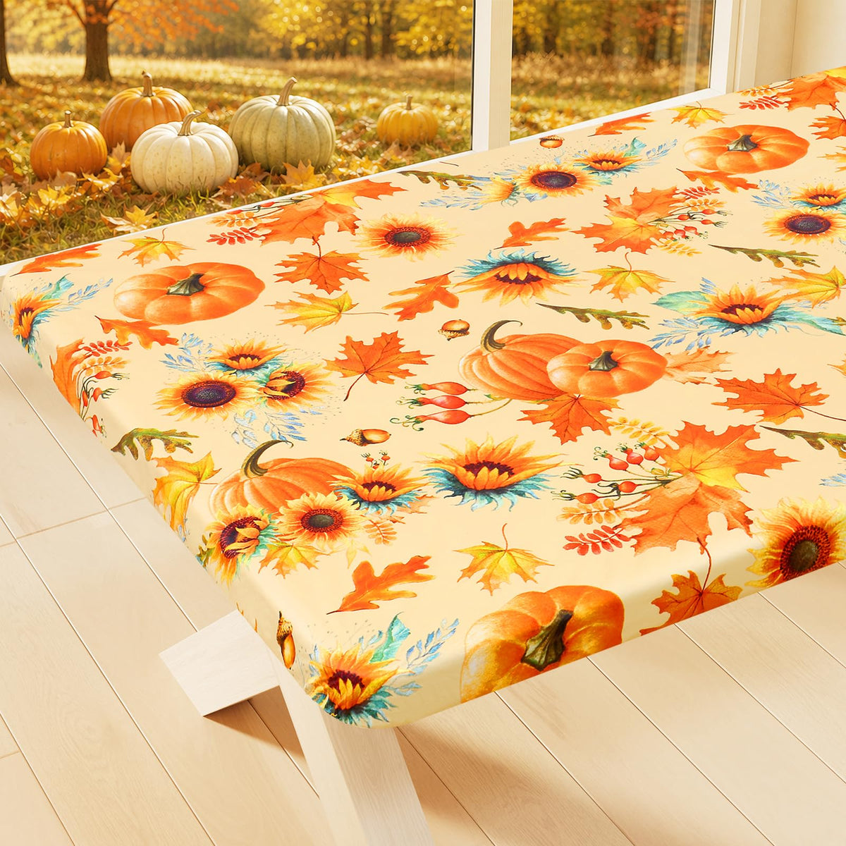 Smiry Rectangle Table Cloth, Waterproof Plastic Table Cover - Gold / 72" x 30" (Rectangular)