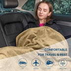 BEDELITE Travel Blanket with Bag, Jacquard Fleece Blanket 65"x40" - Camel view 6