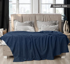 Utopia Bedding 100% Cotton Thermal Blanket Soft - Navy / Queen view 1