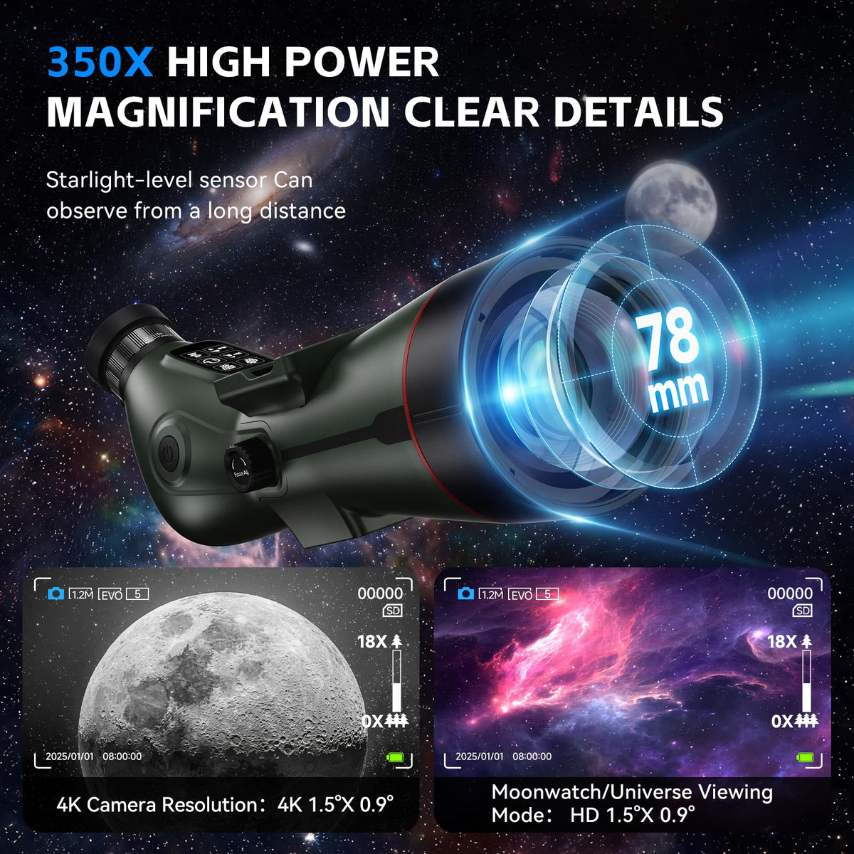Digital Telescope,Professional Auto-Focus Digital Refractor Smart Telescope (additional view 2)