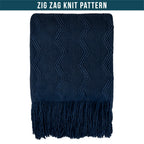 PAVILIA Knit Throw Blanket, Soft Knitted Farmhouse - Navy Blue / 60 X 80 Inches - Twin view 2