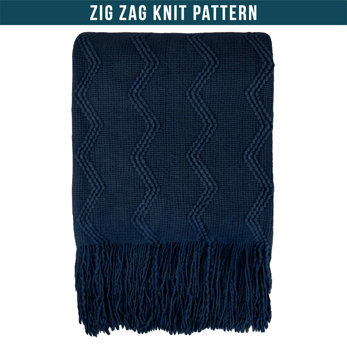 PAVILIA Knit Throw Blanket, Soft Knitted Farmhouse - Navy Blue / 60 X 80 Inches - Twin view 2