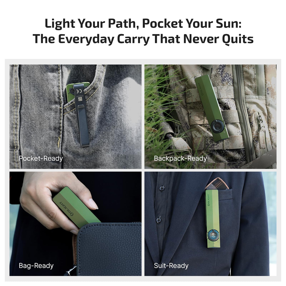 OLIGHT ArkPro EDC Flat Flashlight Rechargeable, Pocket Light, OD Green CW