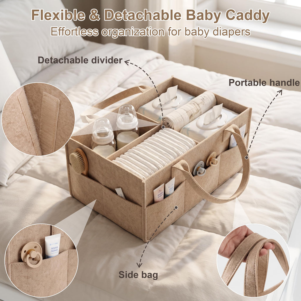 3 Tier Rolling Diaper Caddy Cart - Beige view 3