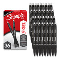 Sharpie S-Gel Pens, Medium Point (0.7mm), Black Gel Ink, 36 Count - Writing, Note-Taking, Office Supplies, No Smear, No (Pack of 36)