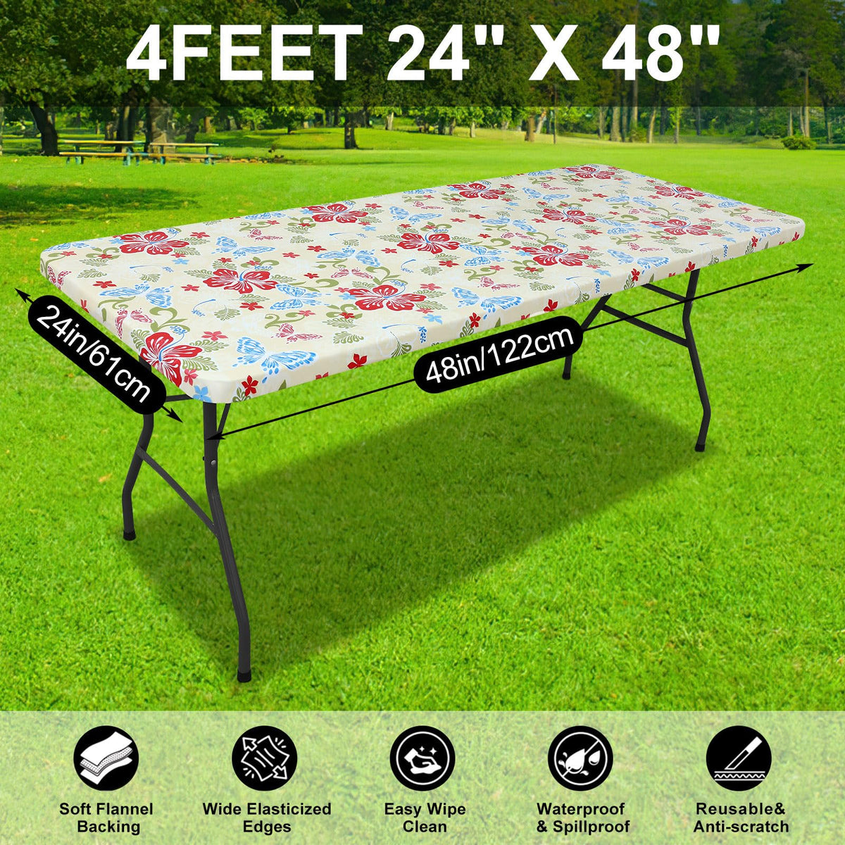 Smiry Rectangle Table Cloth, Waterproof Plastic Table Cover - Light Yellow / 48" x 24" (Rectangular) view 5