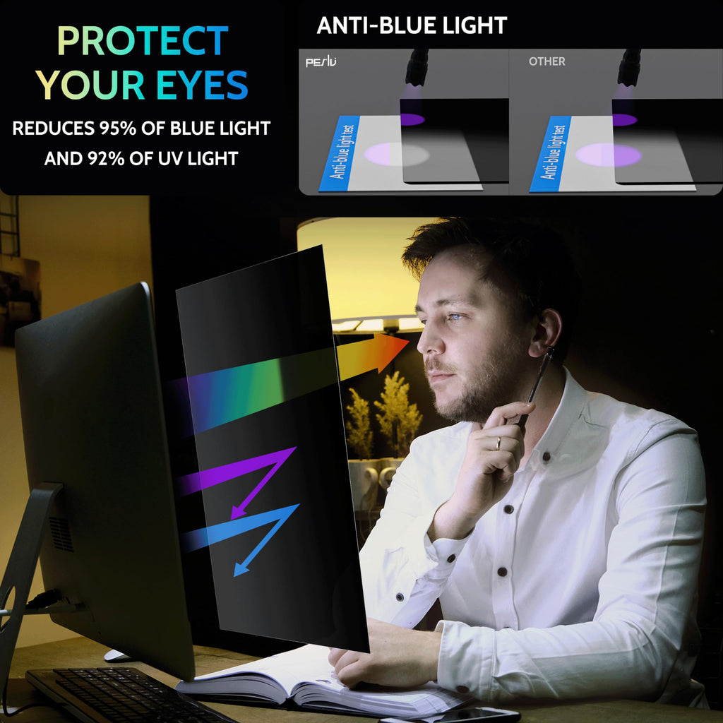 Peslv [2 Pack] 31.5 Inch Privacy Screen for Computer Monitor 16:9 Aspect Ratio, Eye Protection Anti Blue Light Glare