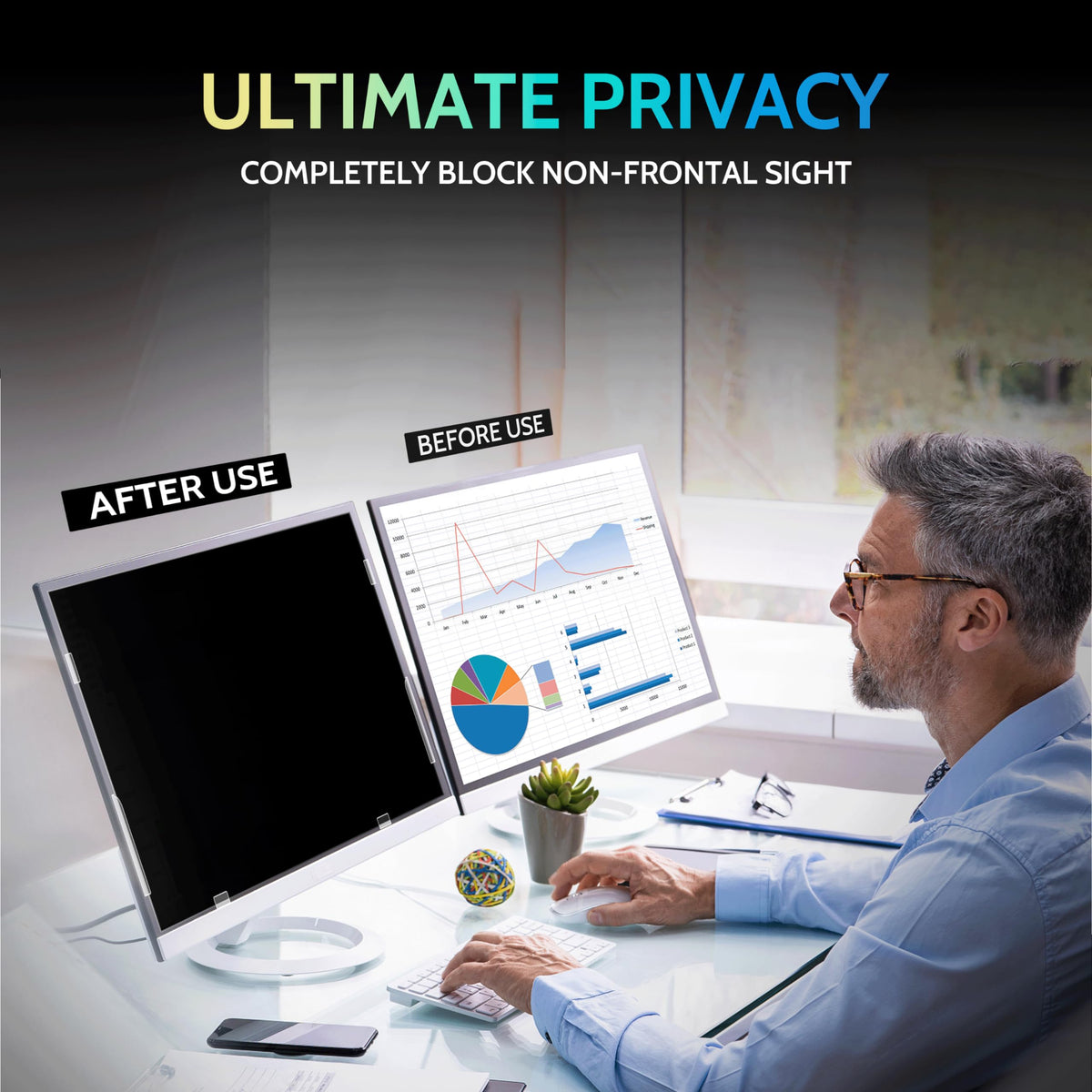 Peslv [2 Pack] 31.5 Inch Privacy Screen for Computer Monitor 16:9 Aspect Ratio, Eye Protection Anti Blue Light Glare