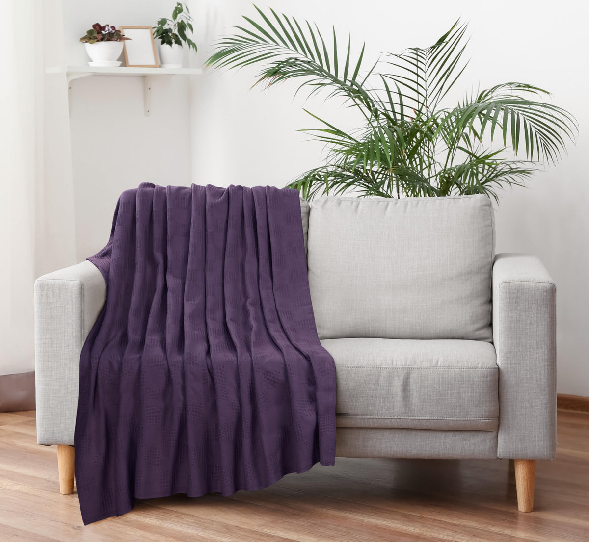 Utopia Bedding 100% Cotton Thermal Blanket Soft - Plum / Twin view 7