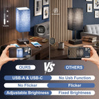 hansang Bedside Table Lamp with Touch Control, USB-C + USB-A - view 11