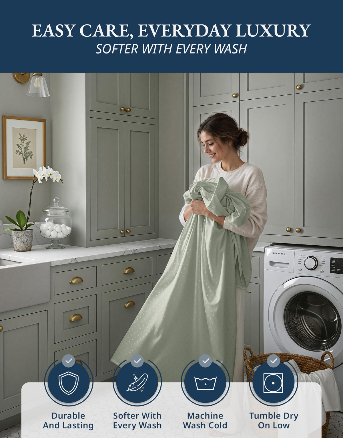 Lane Linen 100% Egyptian Cotton Ultra Soft Sheets - 40: Swiss Dot - Mineral view 7