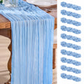 Goodluck Cheesecloth Table Runner 35x120 Inch Boho Gauze Table Runner - Baby Blue