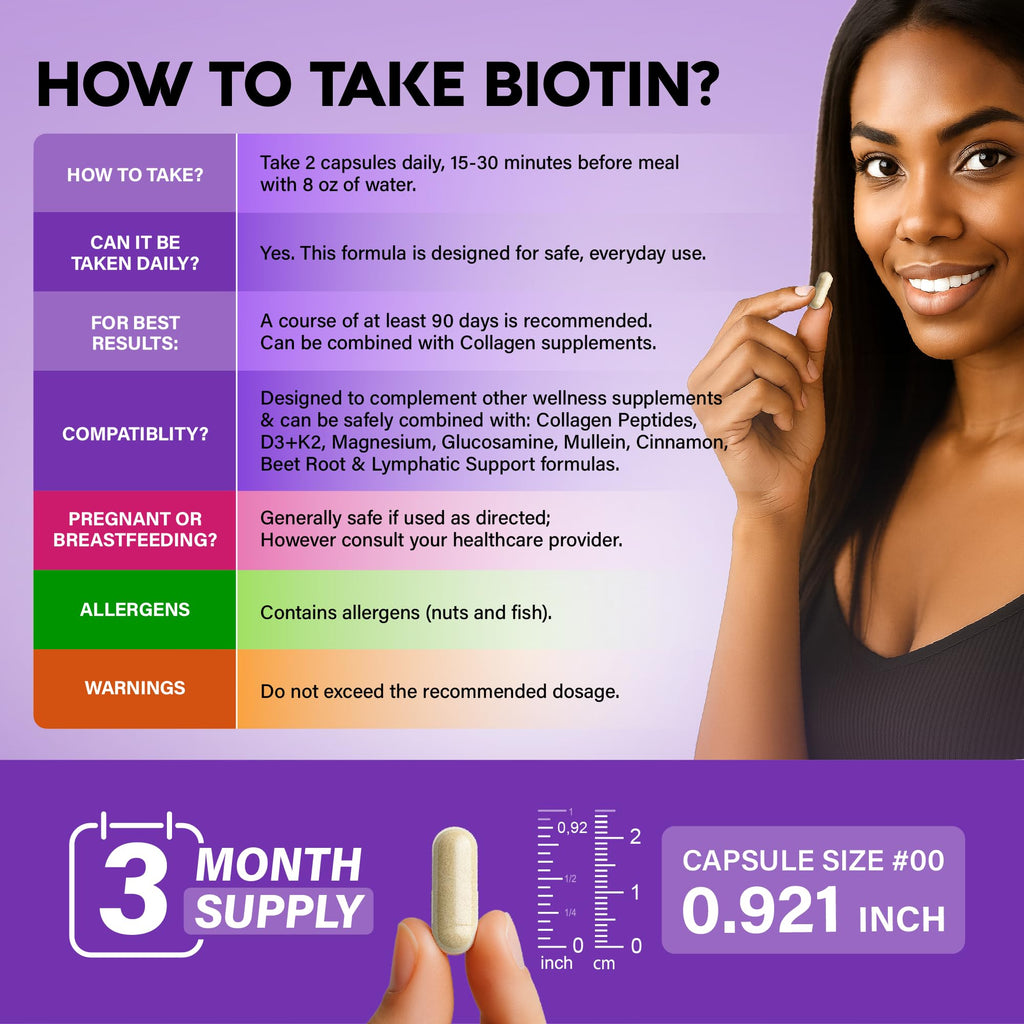NUTRAHARMONY Biotin, Collagen, Hyaluronic Acid & Keratin - Hair Growth Support, 180 Caps