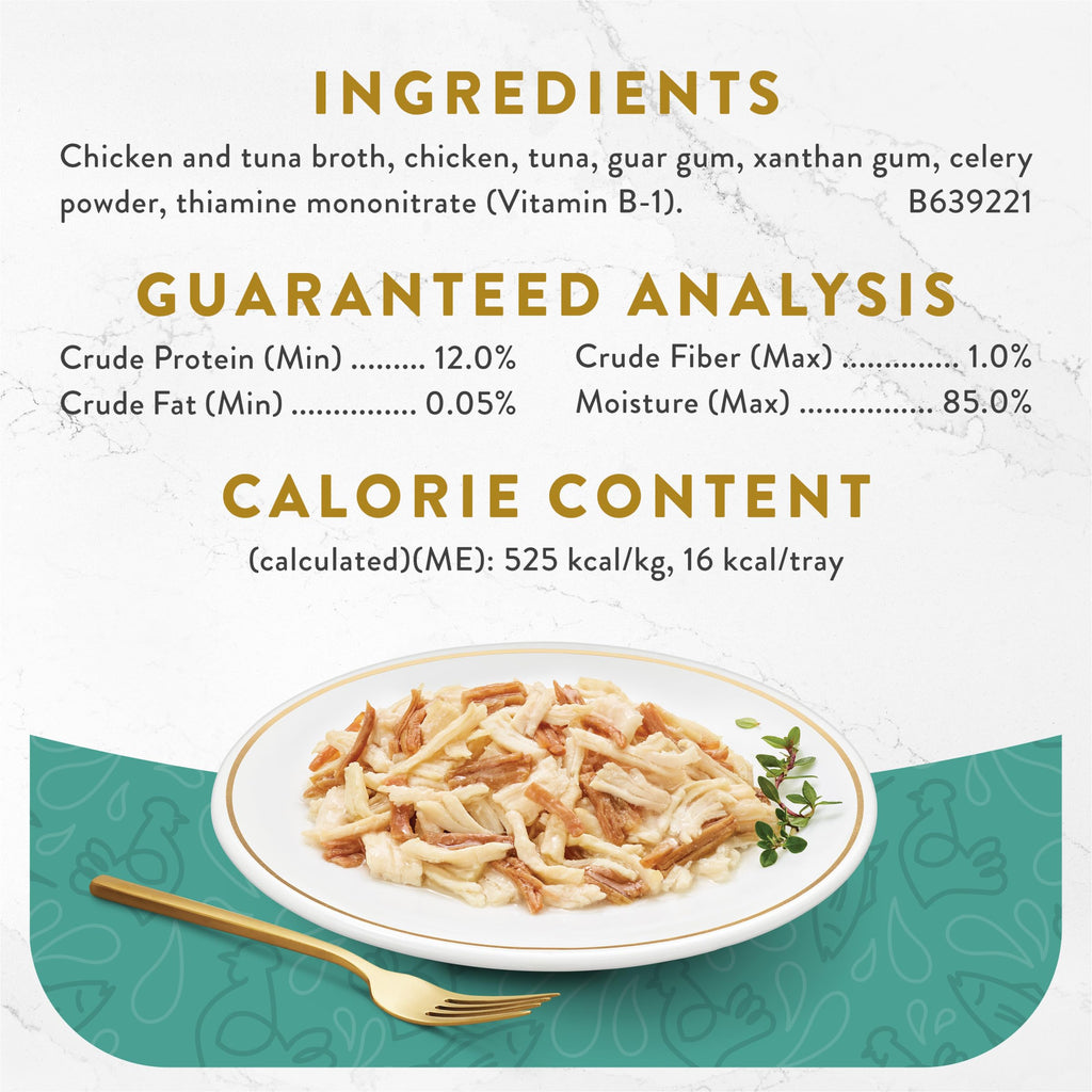 PURINA Fancy Feast Appetizers Lickable Grain Free Wet Cat Food Topper White Meat Chicken and Flaked Tuna Appetizer (Pack of 10)