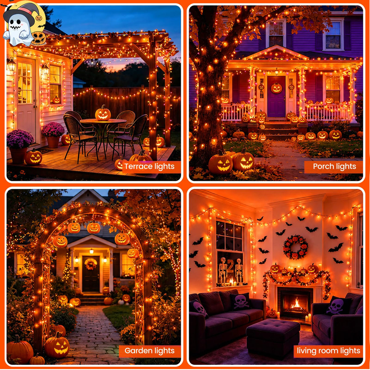 Moettany Solar String Lights Outdoor Waterproof - Orange view 6