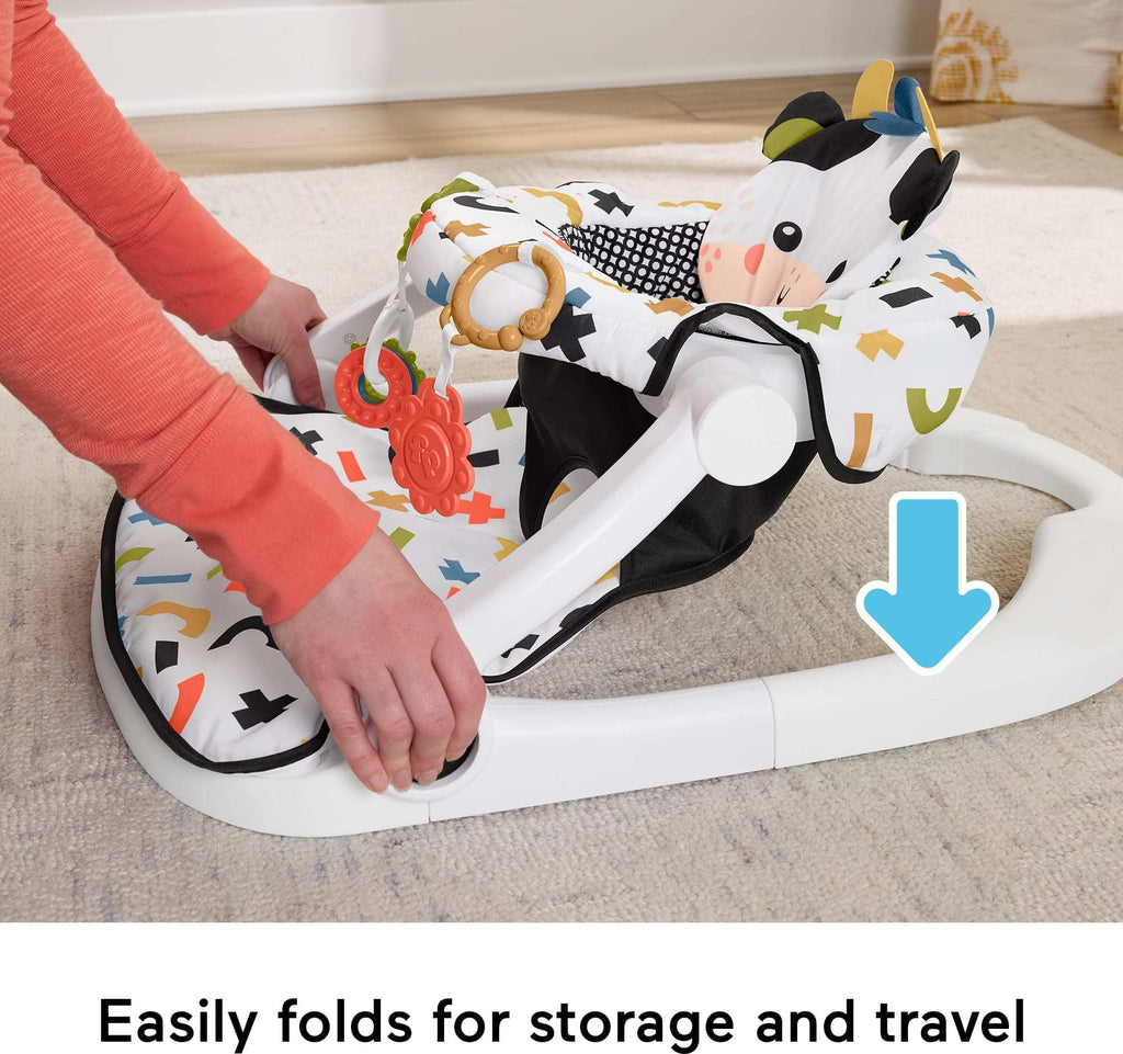 Fisher-Price Sit-Me-Up Floor Seat, Cute Cow Theme (HYR49)