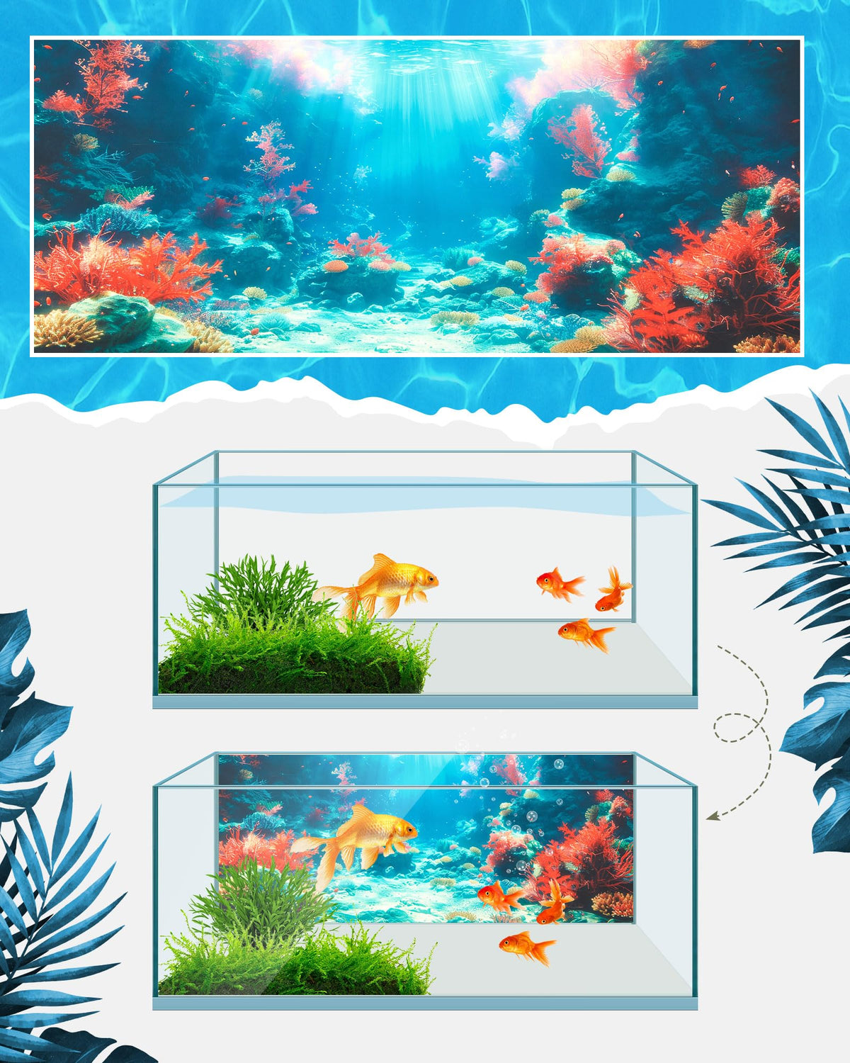Mindsoft 4 Pack Aquarium Background - 48 x 18 Inch view 3