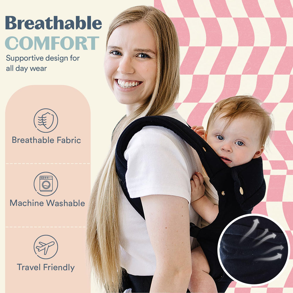 Ergonomic Hip-Healthy Baby Carrier, Front and Back Carry, 7-35 lbs - Black view 6