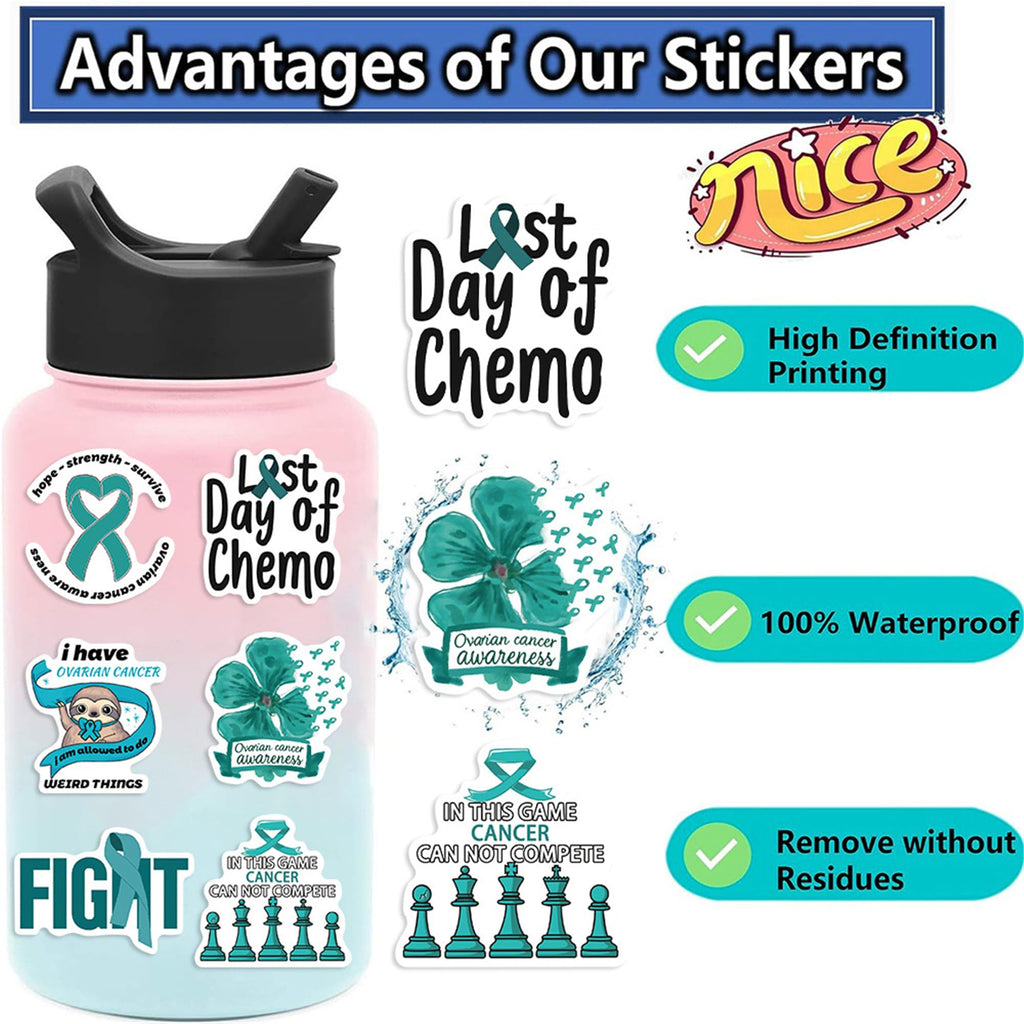 Love and Care Ovarian Cancer Patient Stickers,50PCs,Ovarian Cancer Festival Laptop Decals (additional view 3)