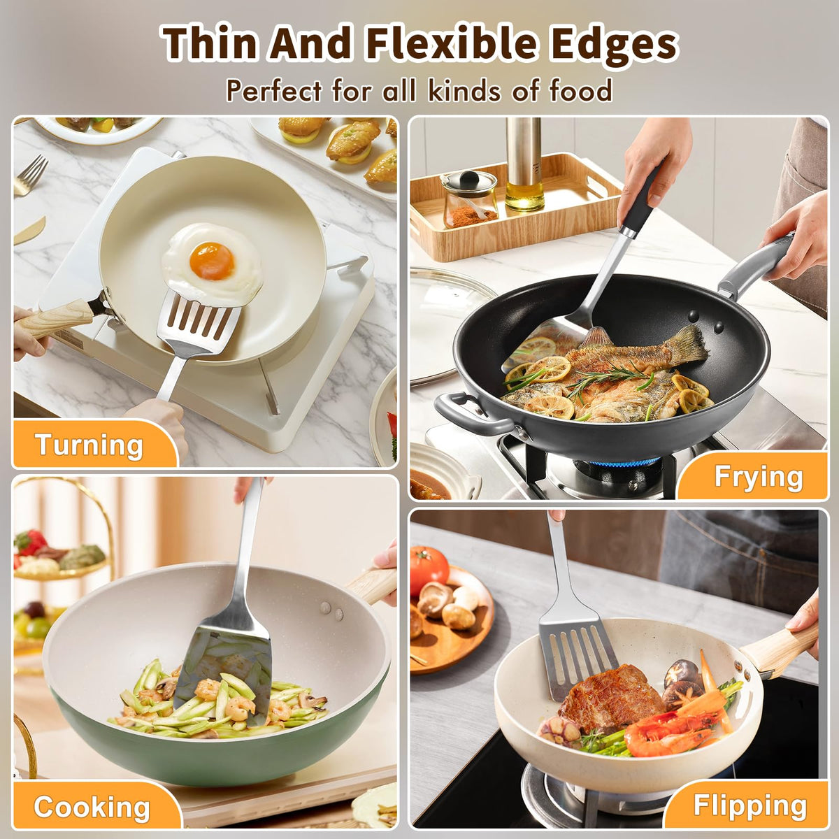 MemoGem Stainless Steel Spatula Set, Solid and Slotted Turner - view 14