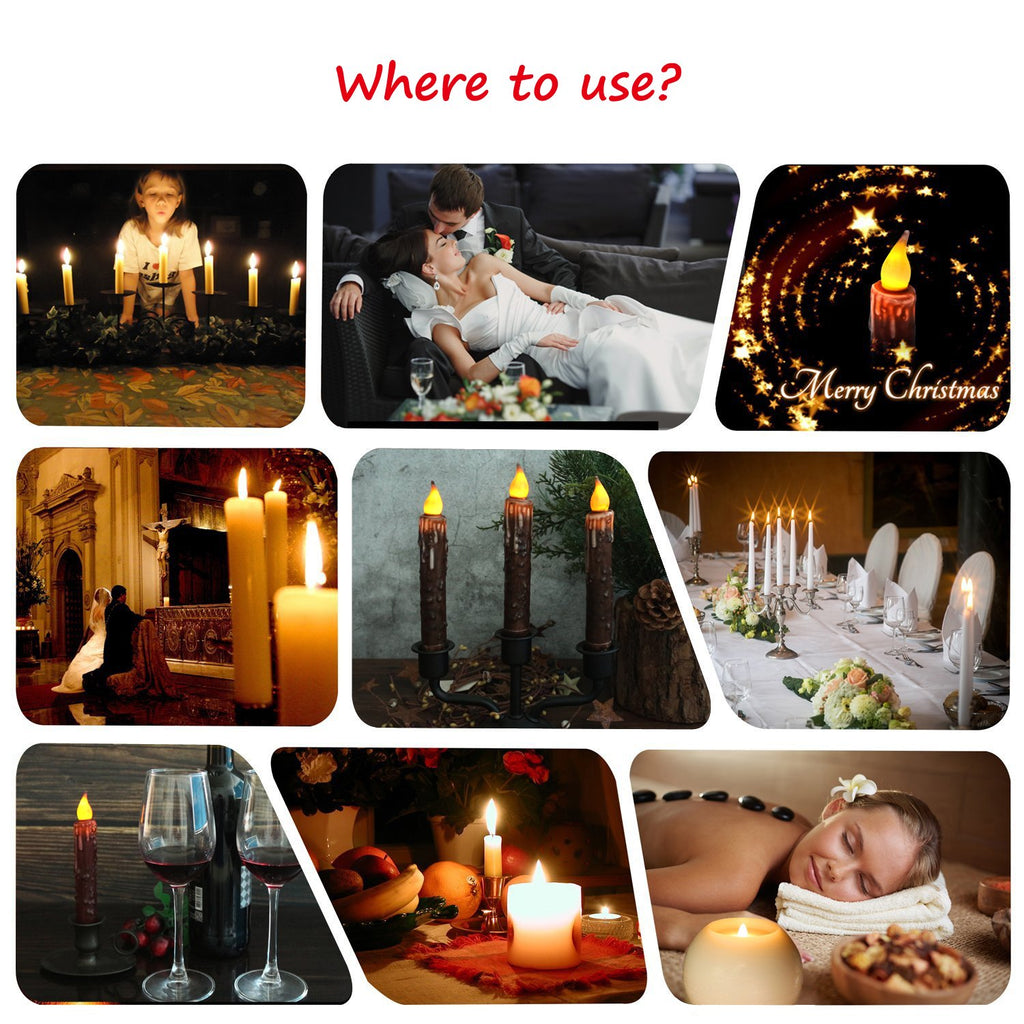 CVHOMEDECO. Real Wax Battery Operated LED Timer Taper Candles - view 5