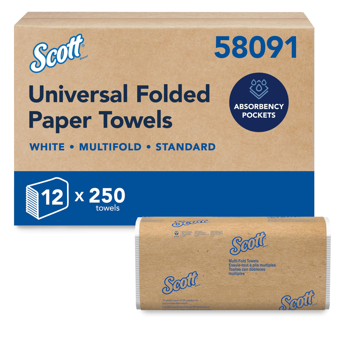 Scott Professional Multifold Paper Towels, Bulk, 12 x 250 Sheets (58091) (Pack of 12)