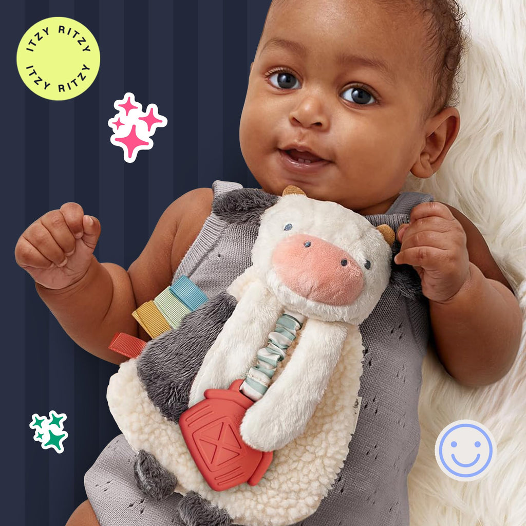 Itzy Ritzy Lovey Including Teether, Teething Relief, 0 Months & Up (Cow)