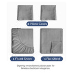 Full Size 4 Piece Sheet Set - Breathable & Cooling Sheets - Heathered Grey (additional view 1)