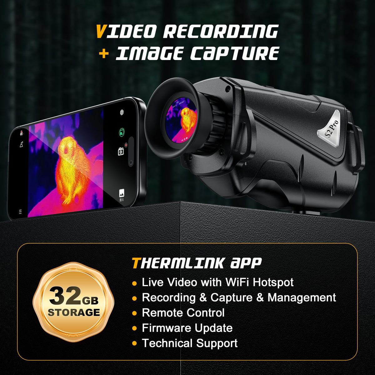 VteePck Thermal Imaging Monocular for Hunting with 12μm Sensor & 1000m Detection, AI 320 (additional view 5)