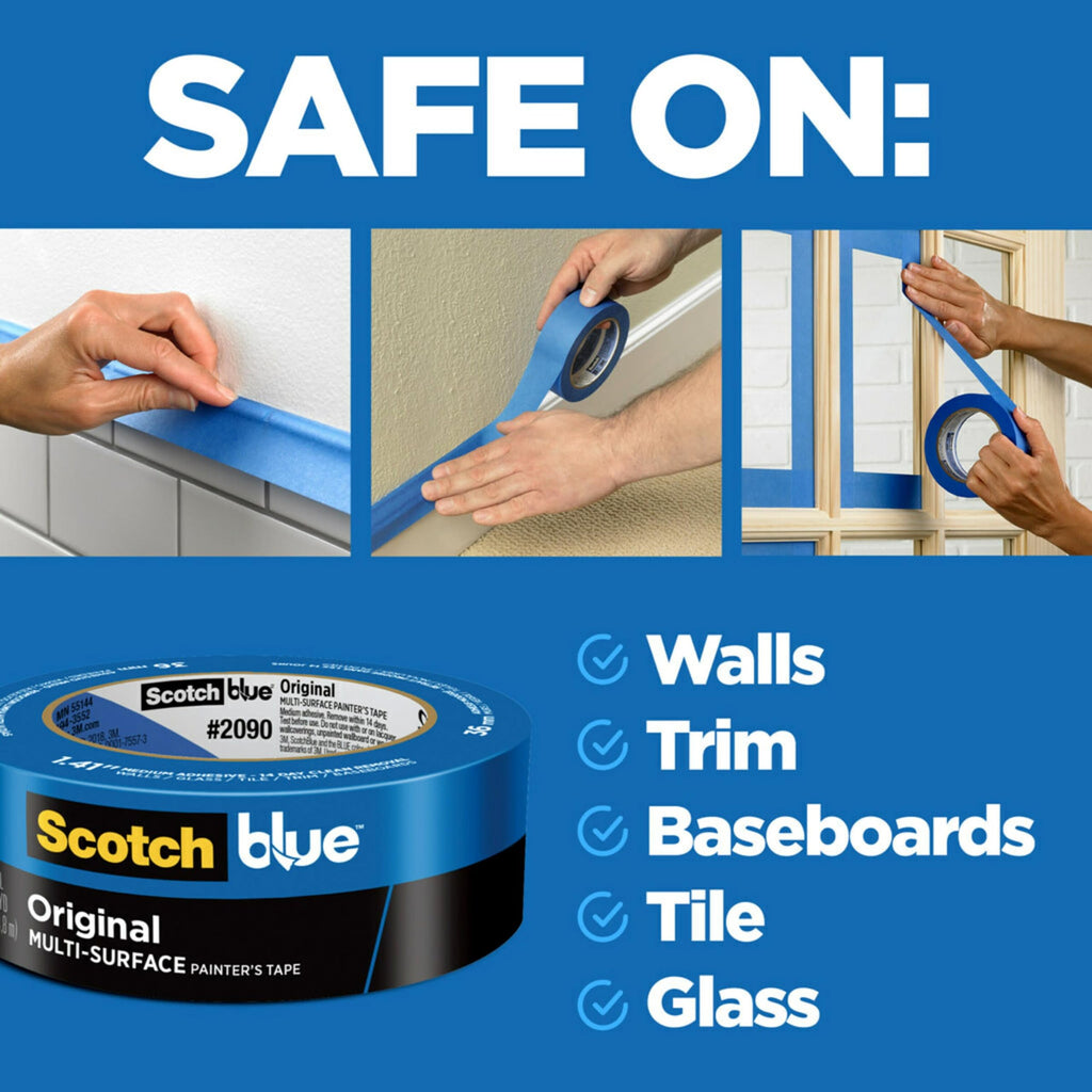 ScotchBlue Original Multi-Surface Painter's Tape 2 Inch Wide, 3 Rolls (2090-48EVP) (Pack of 3)